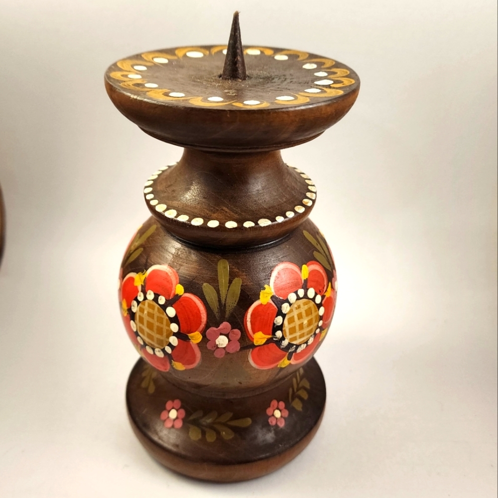Handpainted Wooden Candle Stand